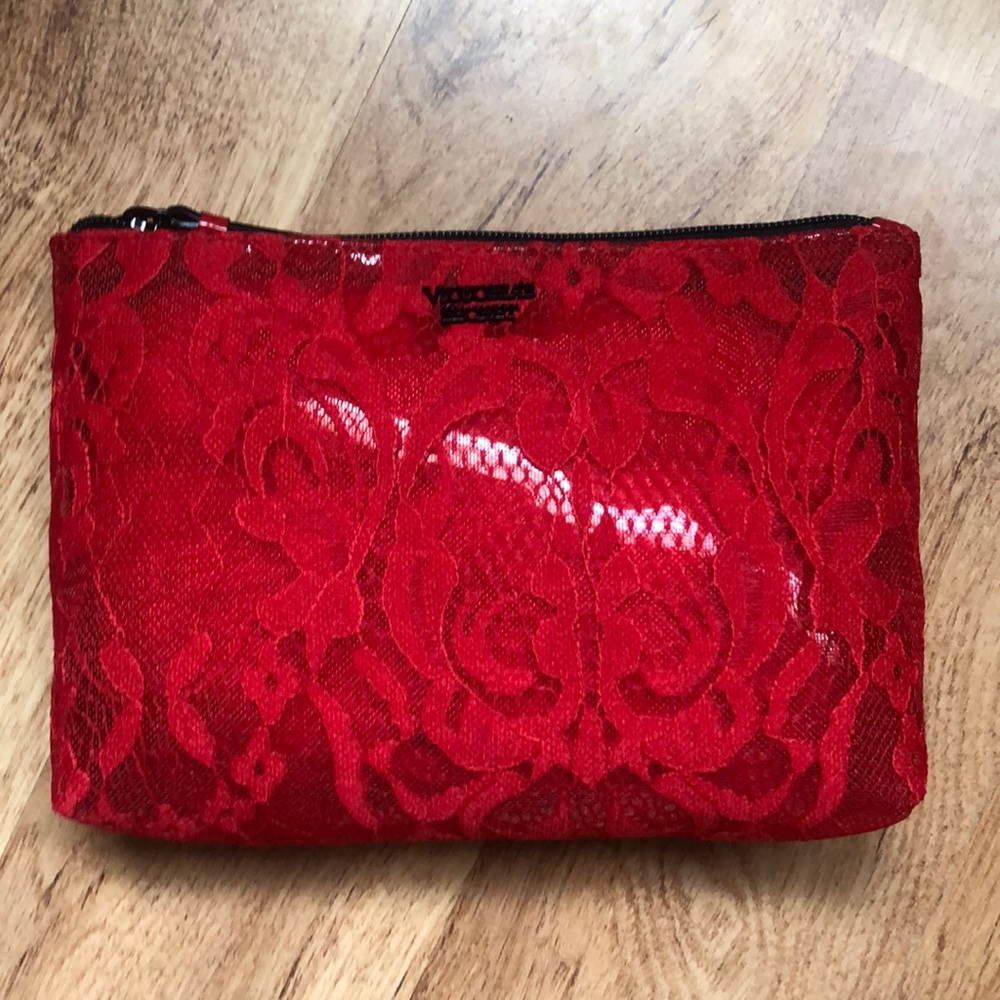 Victoria’s Secret red lace makeup bag